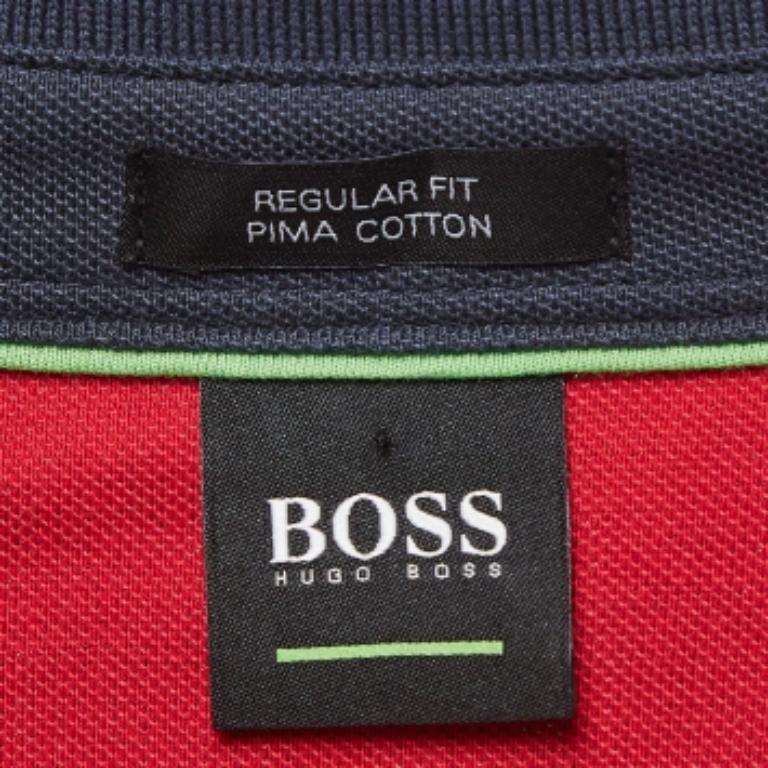 Rosso Boss by Hugo Boss - Maglietta Polo in cotone Pima Colorblocked XXXL in vendita