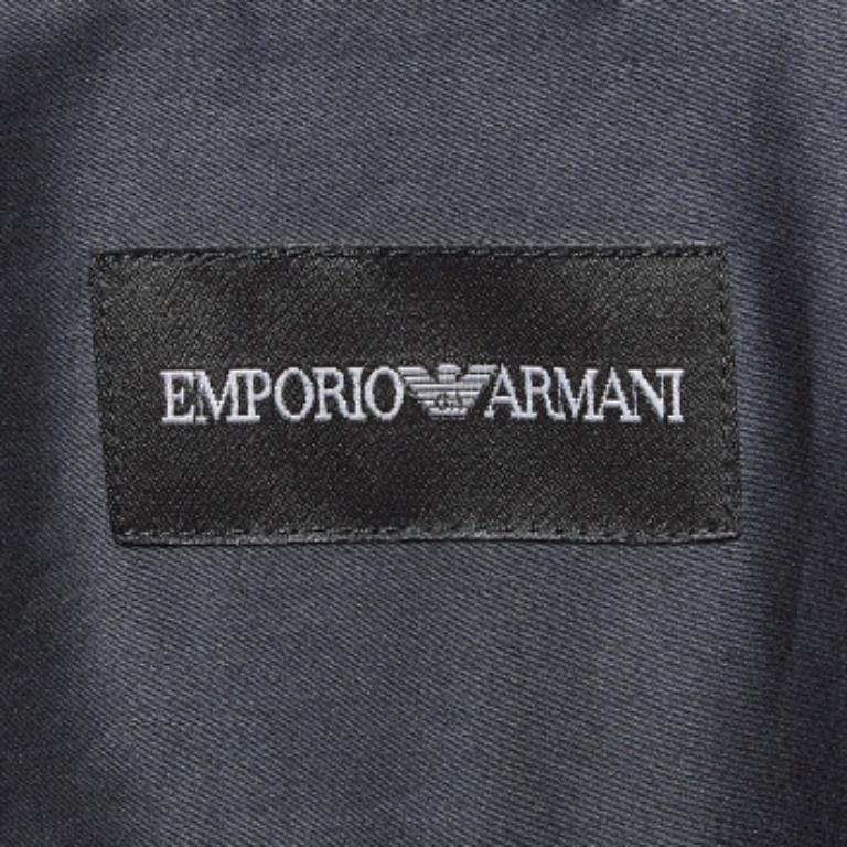 De los hombres Emporio ARMANI Camisa de algodón con estampado metálico azul M en venta