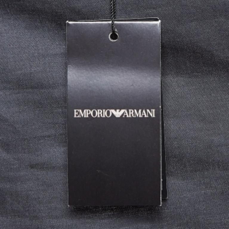 Emporio ARMANI Camisa de algodón con estampado metálico azul M en venta 1