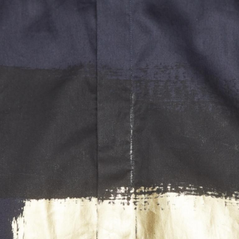 Emporio ARMANI Camisa de algodón con estampado metálico azul M en venta 2