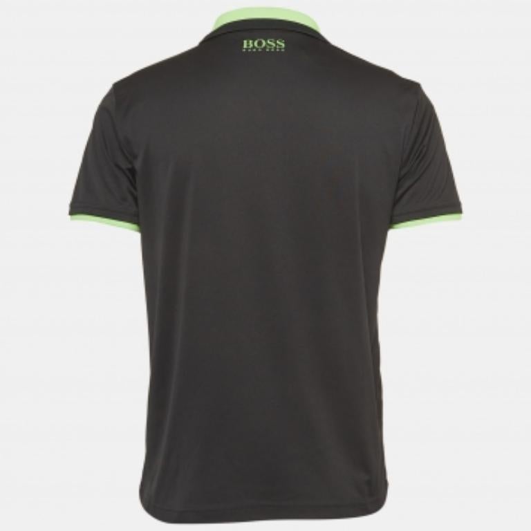 Nero Boss By Hugo Boss - Maglietta Polo in Jersey nera con bordi a contrasto - T S in vendita
