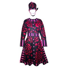 Tribe FIT Lightweight Felt Appliqué Art Coat Dress & Hat Ensemble, 1985