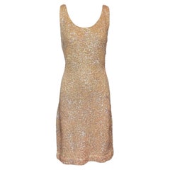 Ivory Knit Body Con Dress with Iridescent Sequins, 1960s