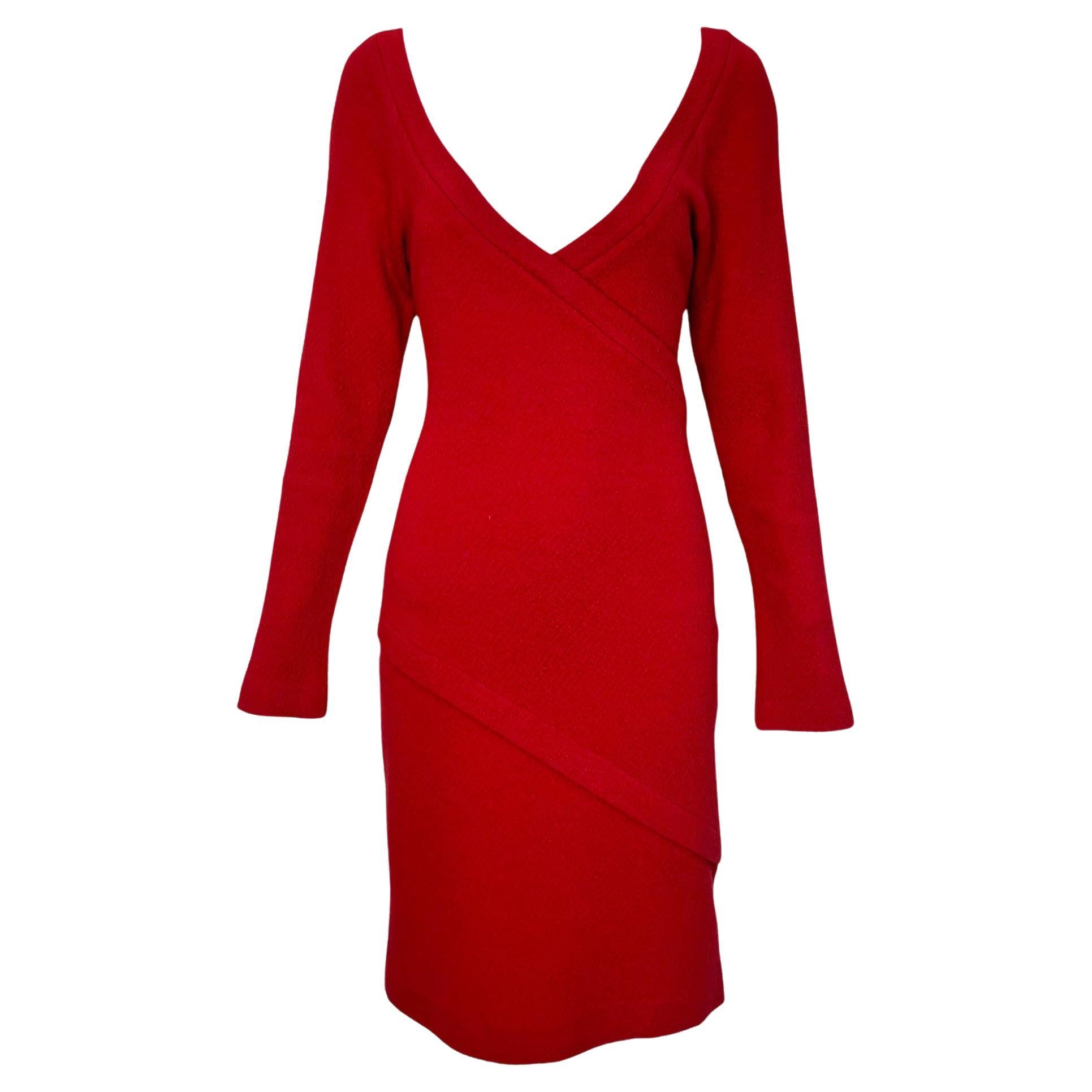 Patrick Kelly Cherry Red Knit Wrap Style Dress, 1980s