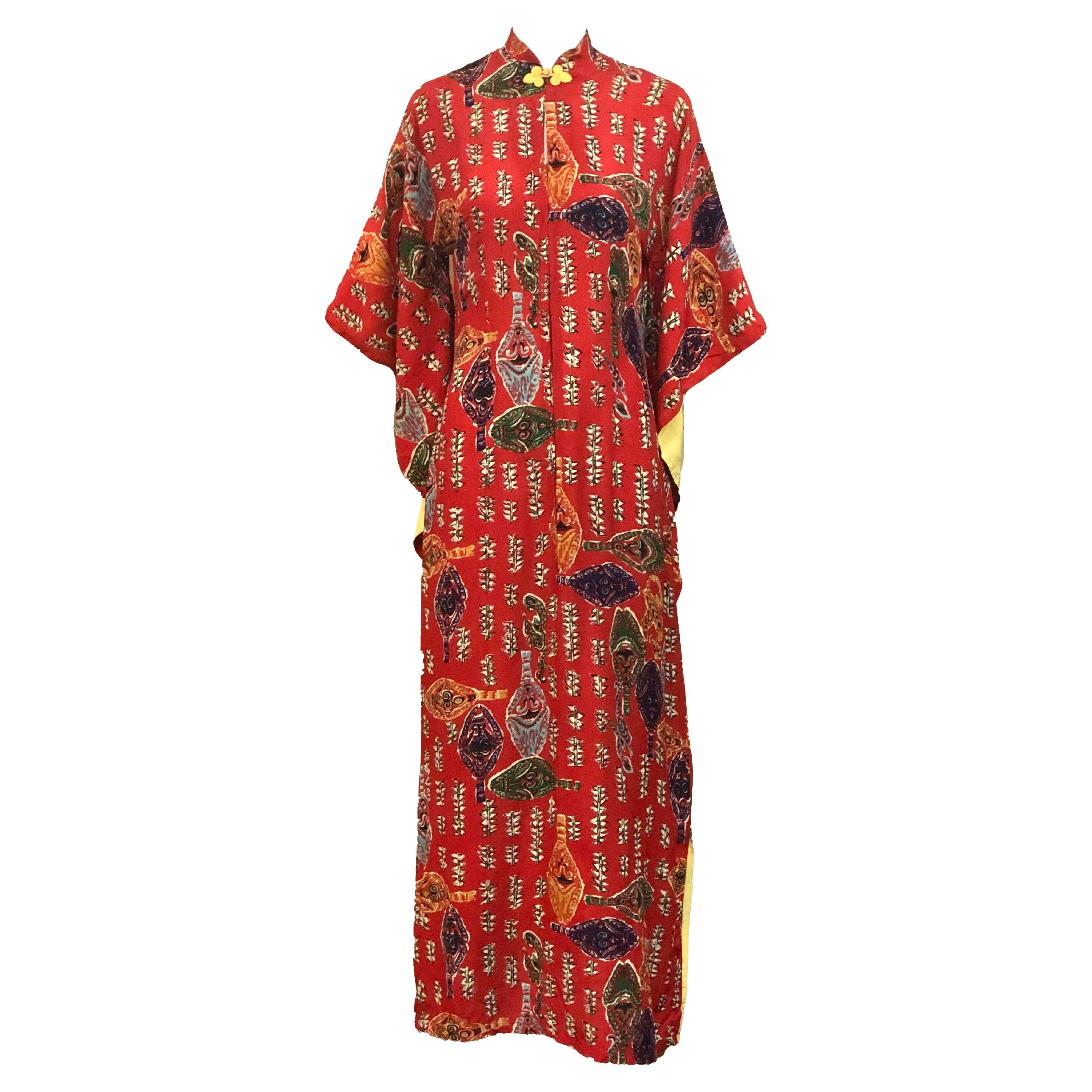 Kuhio Hawaiian Red Rayon Pake Muu, anni '50 in vendita