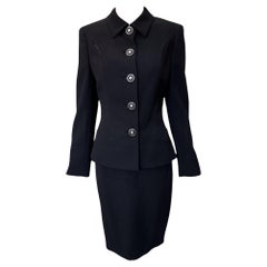 Gianni Versace VERSUS Schwarzer maßgeschneiderter Rock Anzug, Neu/Alt, 1990er