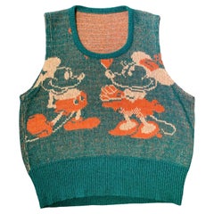 Kennington Disney Mickey & Minnie Mouse Novelty Green Sweater Vest, 1970s