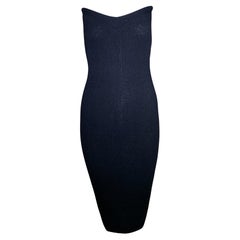 Patrick Kelly Vestido negro de punto acanalado sin tirantes, años 80