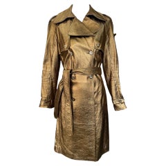 Dolce & Gabbana A/W 2023 Bronze Lambskin Leather Double Breasted Trench Coat