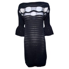 Emanuel Ungaro Schwarzes Peek-A-Boo Cut Bodice Strickkleid, 1990er Jahre