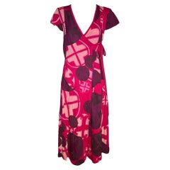 Project Alabama Magenta Patchwork Geometric Design Wrap Dress, 2000s