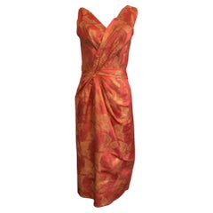 Fourreau de cocktail en brocart de soie pêche de Ceil Chapman, années 1950