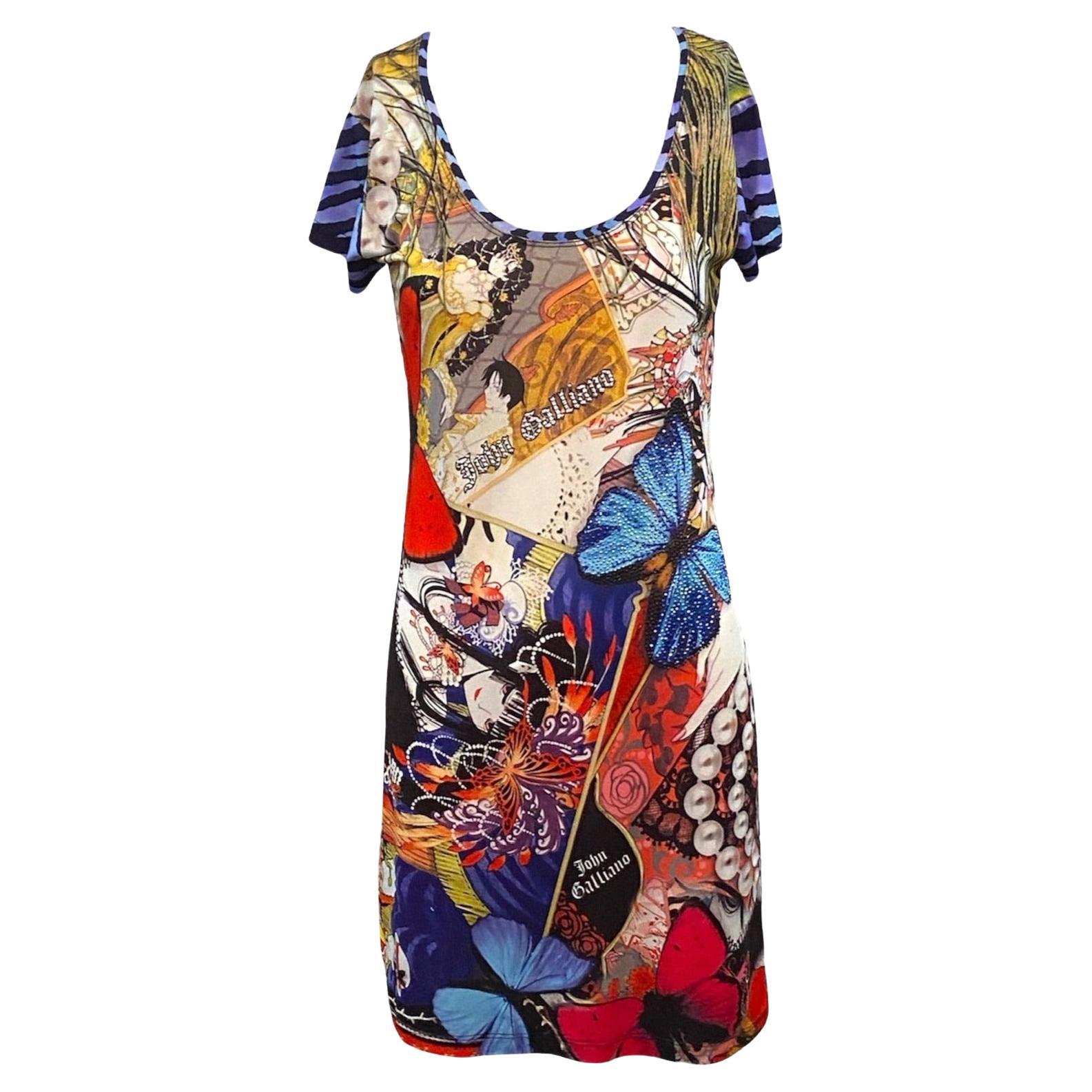 John Galliano Y2K Anime Tattoo Dress with Rhinestones, 2000s