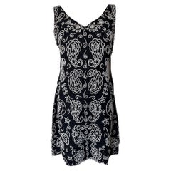 Black Beaded Mini Dress with Back Pleated Flutter Panel, 1960s