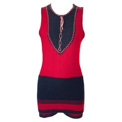 Men's Knit Red and Black Swimming Costume, 1920s