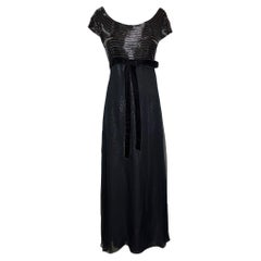 Gianfranco Ferre Brown Beaded Chiffon Gown, 1990s