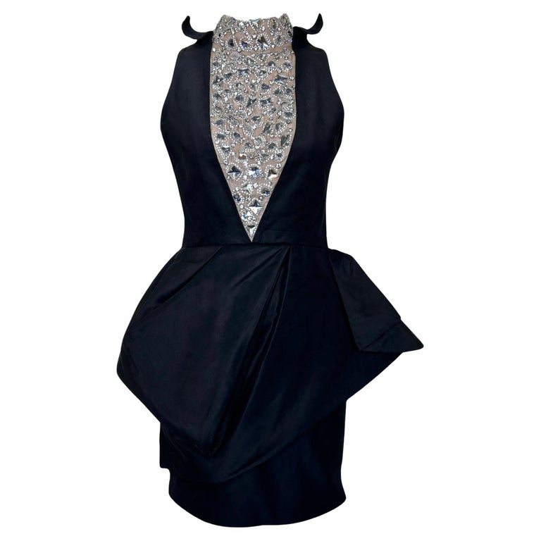 Liliane Romi Black Cocktail Dress with Stunning Rhinestone Neckline For  Sale at 1stDibs