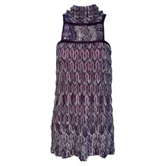 Missoni Purple Lurex Flame Stitch Knit Mini Dress, 2000s