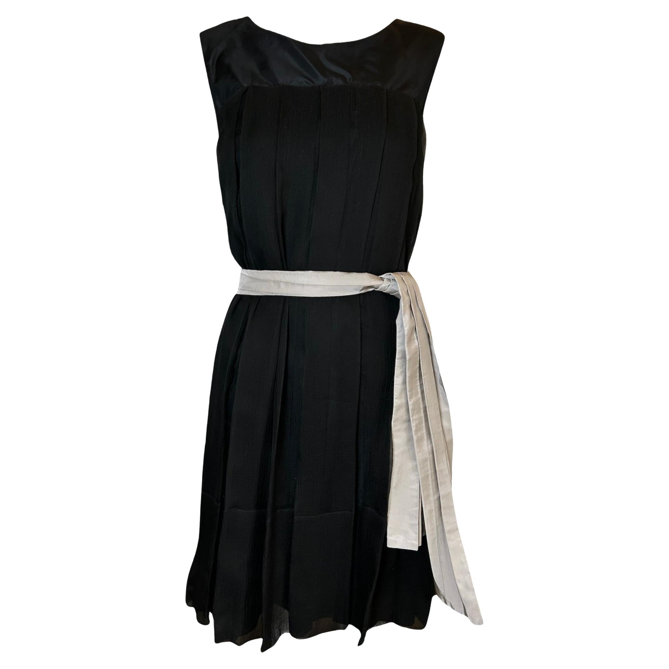 Chloé Silk Chiffon Cocktail Pleated Dress with Sash