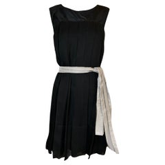 Chloé Silk Chiffon Cocktail Pleated Dress with Sash