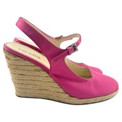 PRADA Pink Satin Platform Sling Back Espadrilles US 40, 2000s
