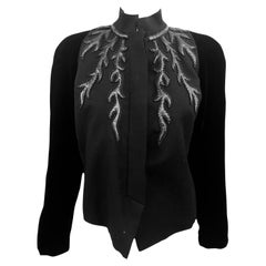 Dior Haute Couture Velvet and Leather Beaded Jacket, 1980s
