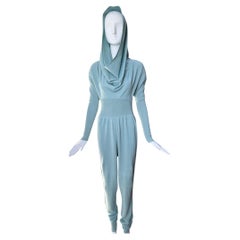 ALAIA Mint Knit 3 Piece Skirt, Pants, and Bodysuit Ensemble, 1985