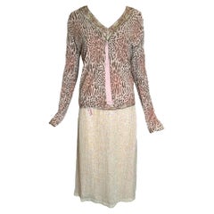 Blumarine Pink Animal Print Sequined 3-Piece Ensemble