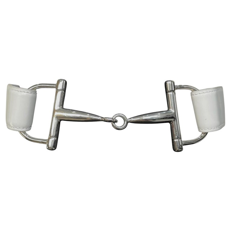 Gucci White Leather Silver Horsebit Waist Belt vintage Tom Ford era F/W 1996 Gucci by Tom Ford iconic horsebit leather belt main image 4
