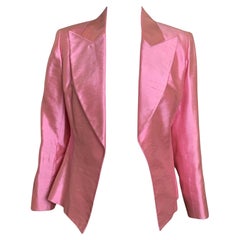 Christian Dior Early Pink Raw Silk Open Front Jacket, 2000s