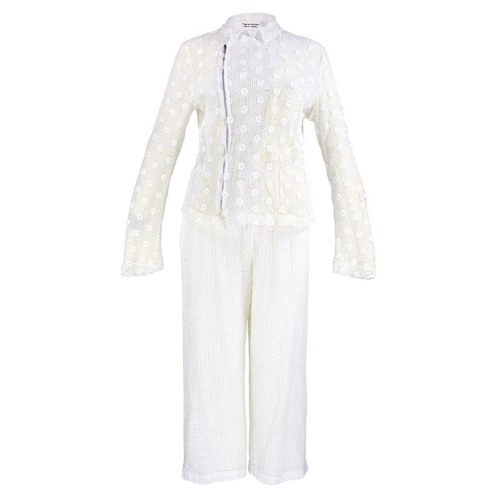 Pre-owned Comme Des Garçons Comme Des Garcons White Cotton Open Weave Lace Ensemble, 2004