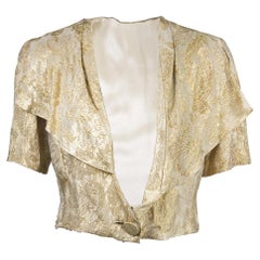 Vintage Gold Metallic Lamé Cropped Evening Jacket, 1930s