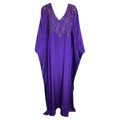 Lorena Sarbu Purple Silk Caftan w/Sequins and Beading