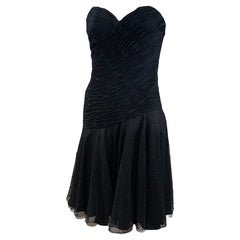 Loris Azzaro Black Strapless Party Dress with Red Underskirt, 1980s