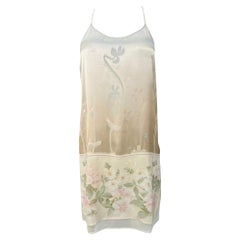 La Perla Kleid Cremefarbener Satin-Slip mit Blumendruck