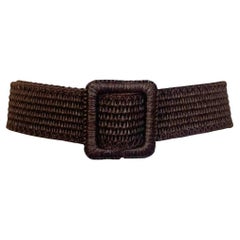 Yves Saint Laurent Rive Gauche Brown Woven Raffia Safari Belt, 1990s