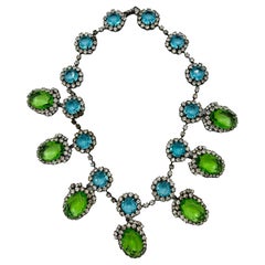 Kennth Jay Lane Rare Blue and Green Stone Collar