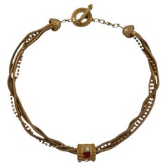 Givenchy Matte Gold Four Strand Necklace, 1990s