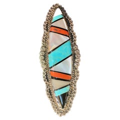 Zuni Sterling Silver Inlay Ring by Roderick Tenorio, 2013s