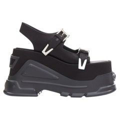 new VERSACE Anthem satin silk silver Medusa buckle platform chunky sandals EU38