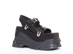 new VERSACE Anthem satin silk silver Medusa buckle platform chunky sandals EU38