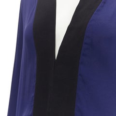 HAIDER ACKERMANN dark blue rayon black silk trimmed long robe jacket FR36 S