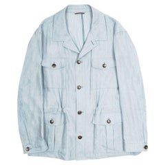 Giacca Safari da uomo Canali, circa 2010, misto viscosa azzurro, taglia XL