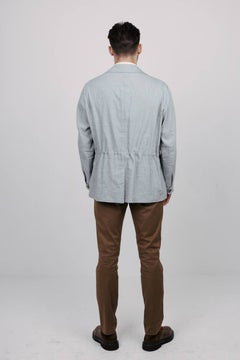 Giacca Safari da uomo Canali, circa 2010, misto viscosa azzurro, taglia XL