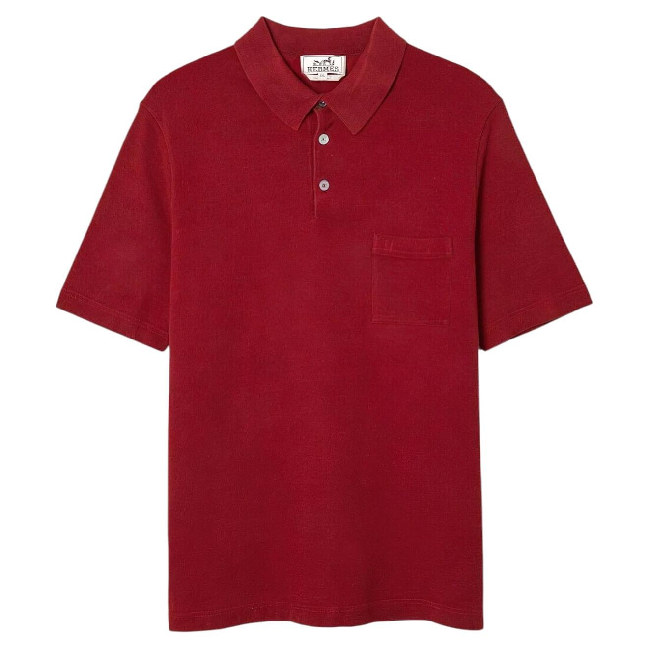 Polo en coton rouge bordeaux pour homme Hermès, taille XXL, fabriqué en Italie