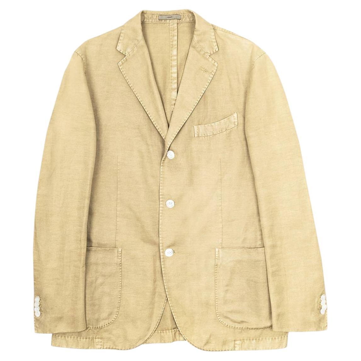 Boglioli Herren-Freizeitblazer in Sand IT52 L, Baumwoll-Leinen-Mischung, Italien im Angebot