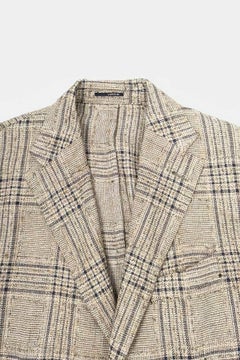Lardini Men's Checked Blazer L-XL in Brown Blue Linen Wool Silk Blend