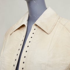 PRADA 2022 Runway Slub distressed wash effect canvas lace up corset jacket IT36
