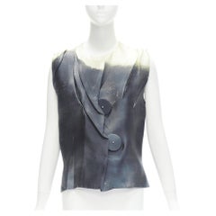 PRADA 2023 Runway watercolor print satin creased paper effect undone top IT38 XS