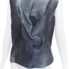 PRADA 2023 Runway watercolor print satin creased paper effect undone top IT38 XS